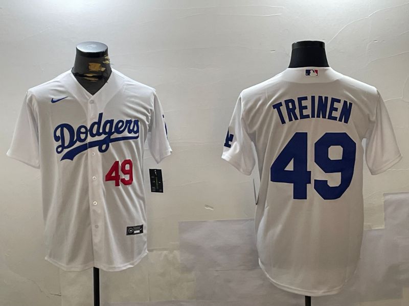 Men Los Angeles Dodgers #49 Treinen White Game 2024 Nike MLB Jersey style 3->los angeles dodgers->MLB Jersey